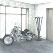 Интерьер квартиры в стиле лофт с настоящим мотоциклом в прихожей