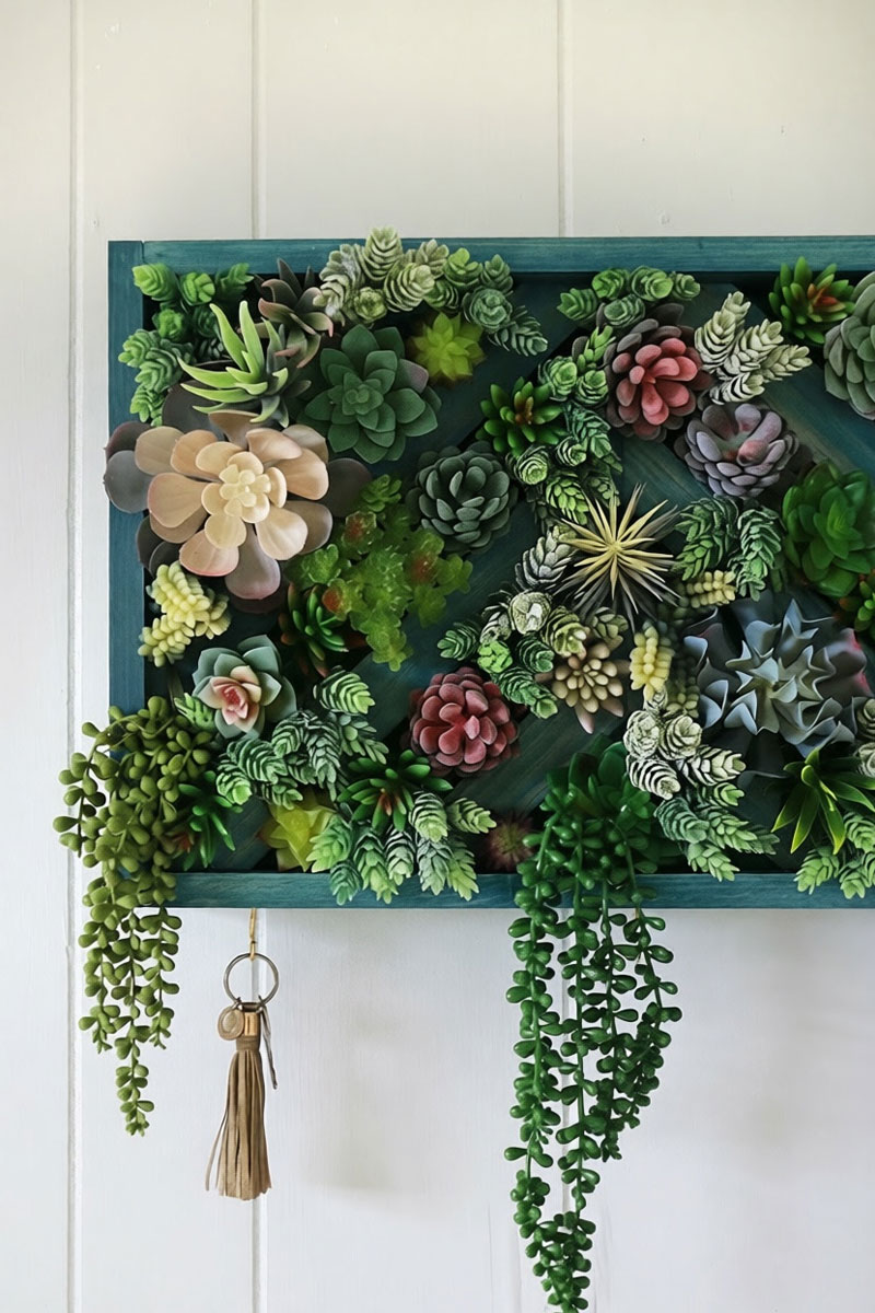Невероятное настенное панно-кашпо из искусственных суккулентов своими руками
